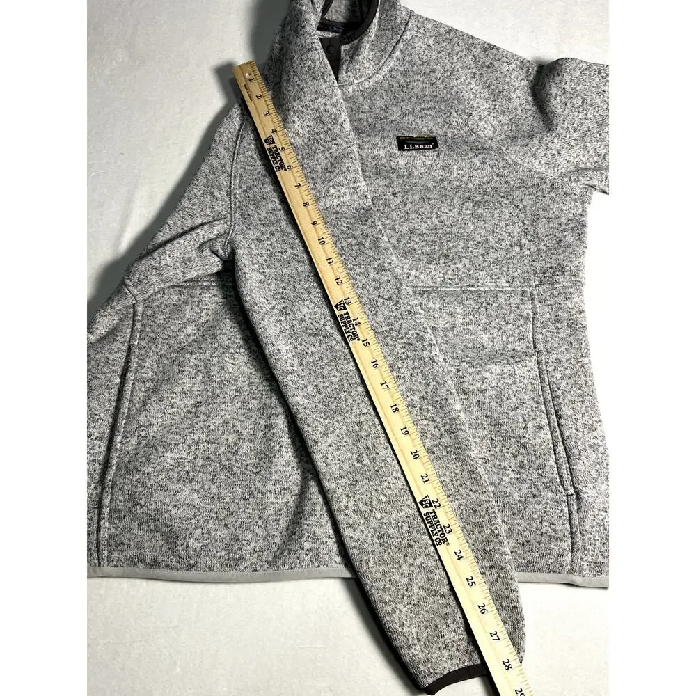 LL Bean Womens Sweater Fleece Pullover Hooded Grey Size L - Picture 8 of 8